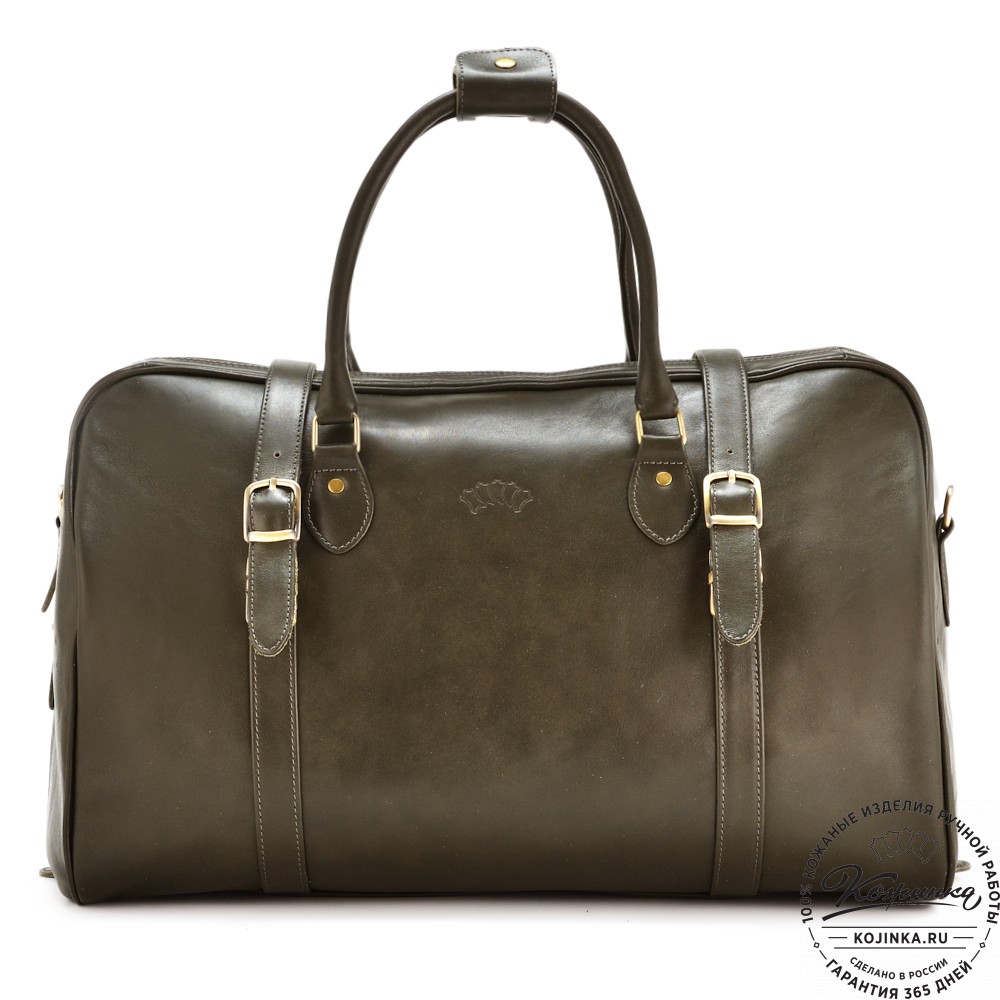 Кожаная дорожная сумка "Филипп" (хаки гладкая кожа)